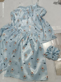 ست سه تیکه تاپ و شلوارک و کش مو ساتن طرح اردک